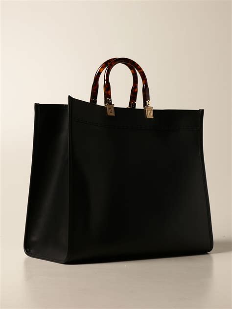 Shopper in pelle con borraccia in Nero 